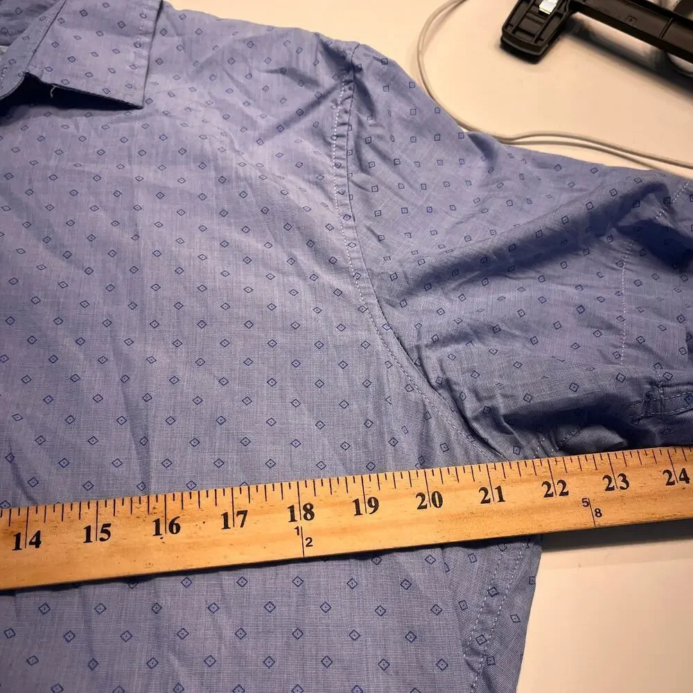 Banana Republic Luxe Poplin Short Sleeve Grant Slim Fit Button Down Shirt Large